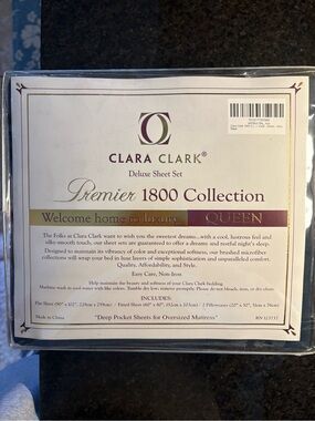 New Clara Clark Premier 1800 Collection Queen Sheet Set - Navy Blue